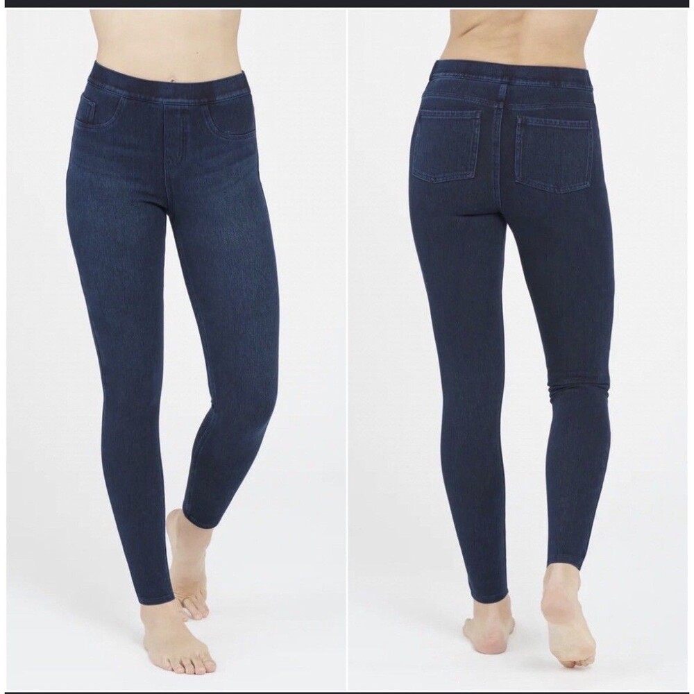 SPANX Jeanish Ankle Denim Leggings Twilight Rinse Dark Blue Jeggings Size M